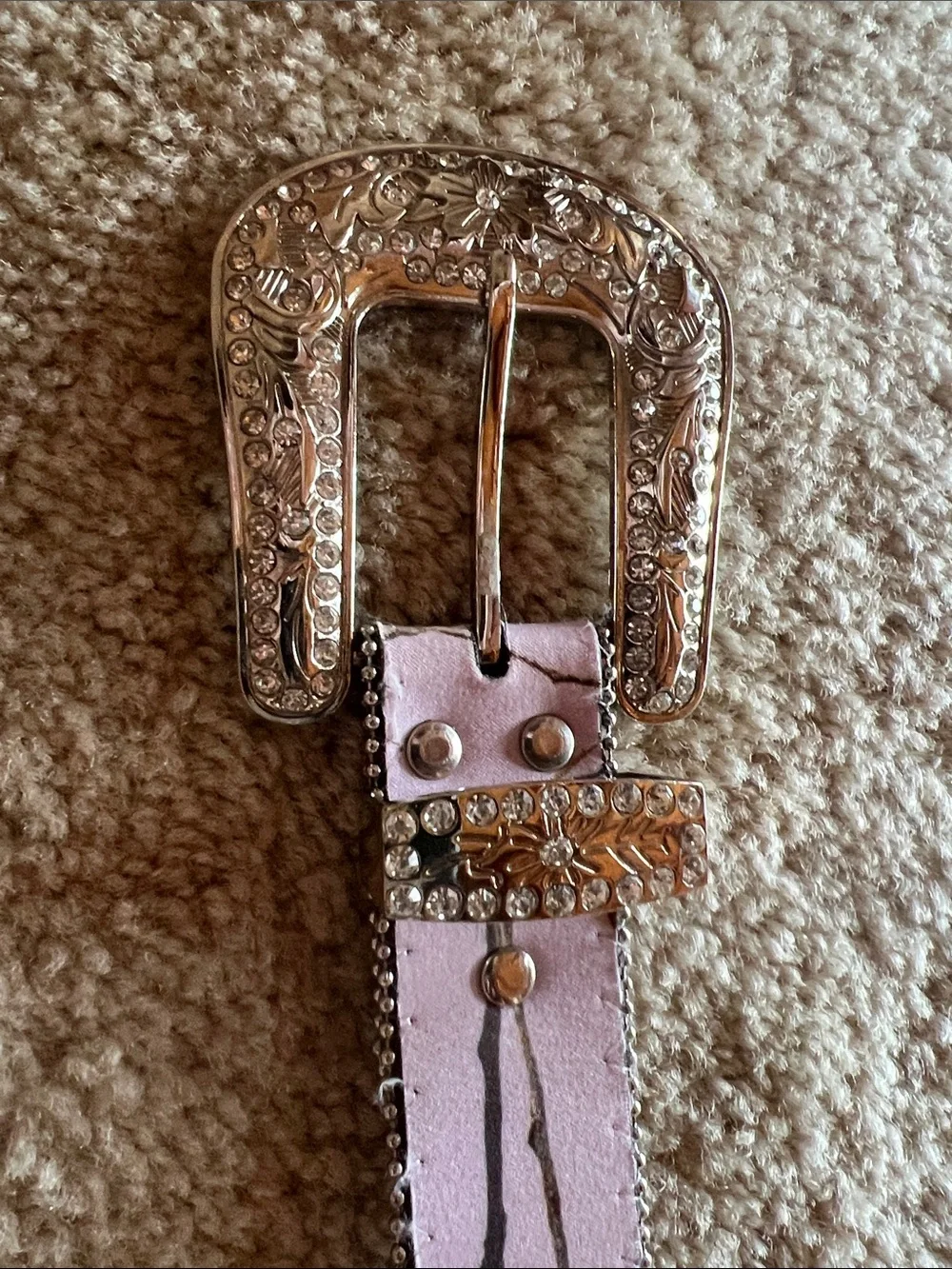 Blazin Roxx Pink Western Belt with Ornate Silver Buckle and Rhinestone Accents.